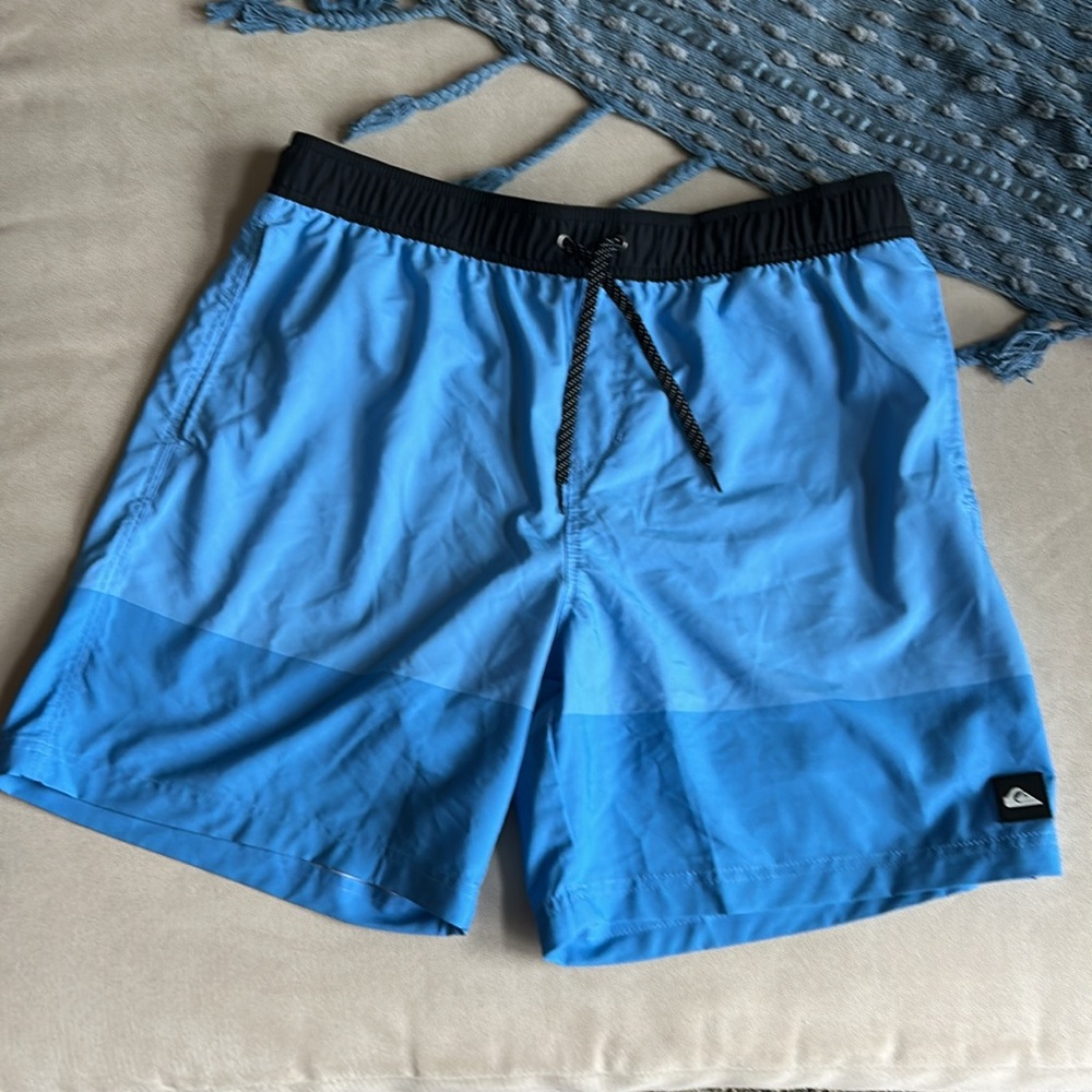 NWOT QuikSliver Men's Two-Tone‎ Blue Swim BoardShorts with liner Size L